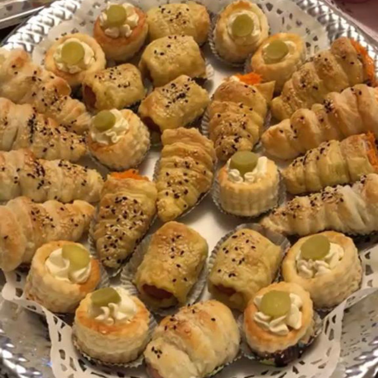 Mini Sour Pastries (salmon, cheese, hotdogs)